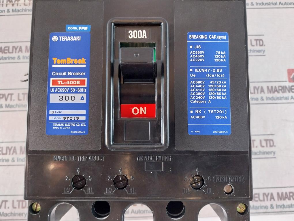 Terasaki Electric Tl-400E Current Limiting Circuit Breaker 300A 3 Pole