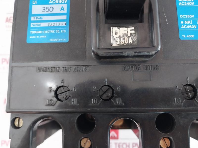 Terasaki Electric Tl-400E Tembreak Circuit Breaker 3 Pole 200-480V 50/60 Hz 350A