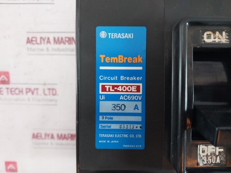 Terasaki Electric Tl-400E Tembreak Circuit Breaker 3 Pole 200-480V 50/60 Hz 350A