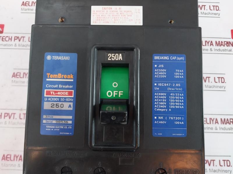 Terasaki Electric Tl-400E Tembreak 3 Pole Circuit Breaker 50-60Hz Ac690V 250A