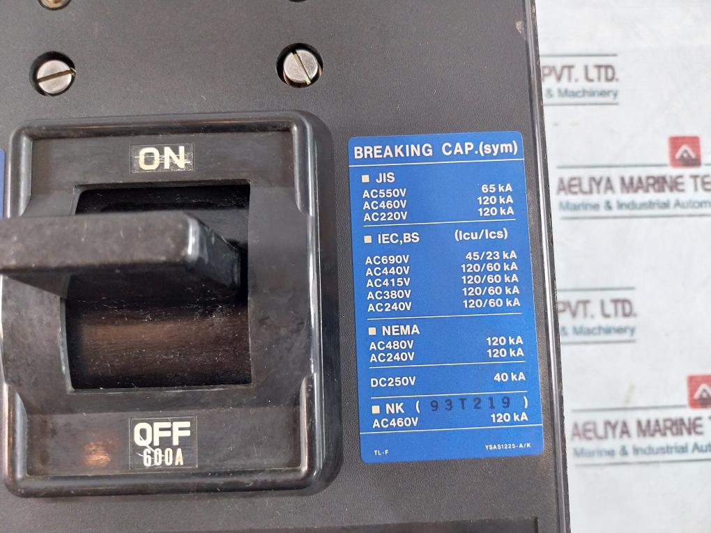 Terasaki Electric Tl-600F Tembreak Circuit Breaker 3-pole 600A Ac690V 50-60Hz