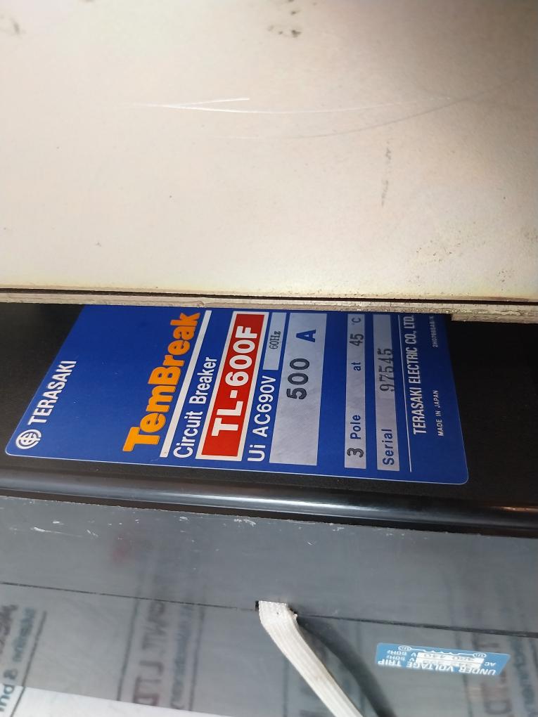 Terasaki Electric Tl-600F 3 Pole Circuit Breaker With Tmc9B Motor Operator 500A