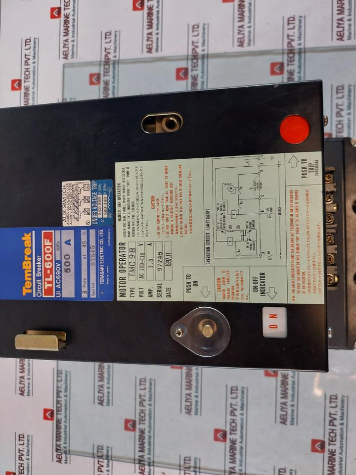Terasaki Electric Tl-600F 3 Pole Circuit Breaker With Tmc9B Motor Operator 500A