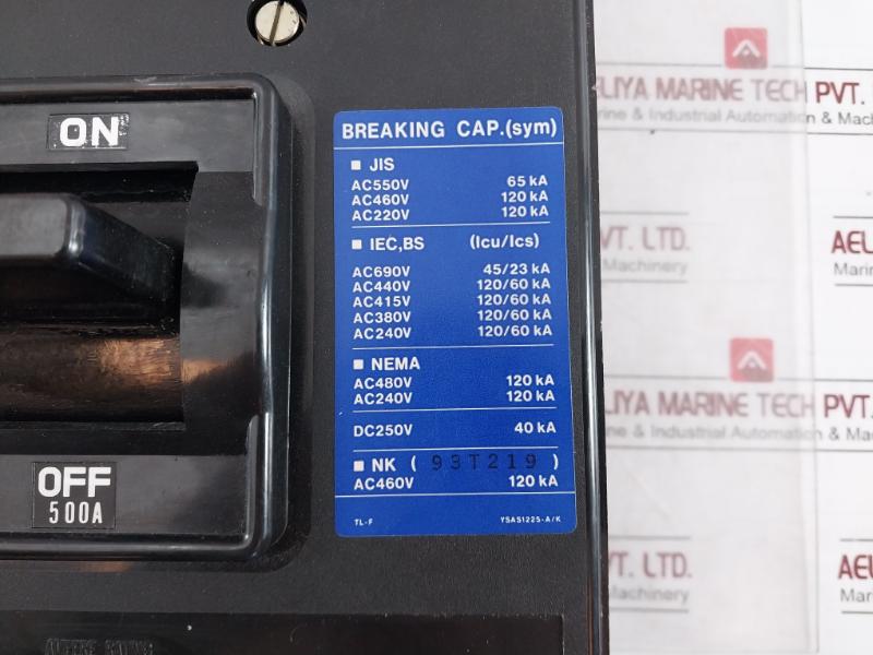 Terasaki Electric Tembreak Tl-600F 3 Pole Circuit Breaker Ac 690V 60Hz 500A