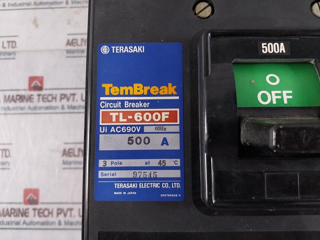 Terasaki Electric Tl-600F Circuit Breaker 500A 3 Pole 2H0766Sab/K