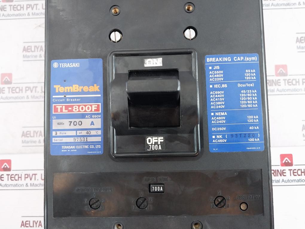 Terasaki Electric Tembreak Tl-800F Circuit Breaker Ac690V 60Hz 700A 3 Pole