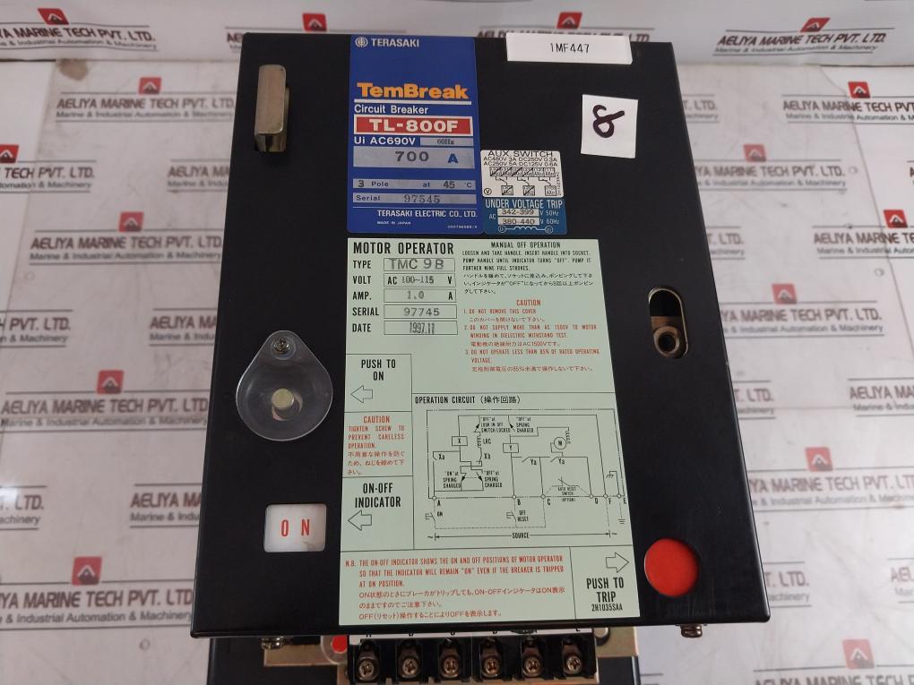 Terasaki Electric TL-800F Circuit Breaker W/ Motor Operator TMC 9B 700A 3 Pole