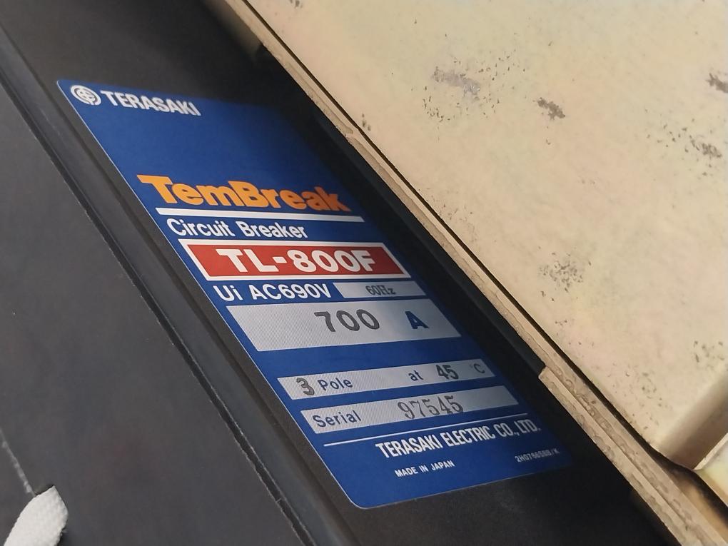 Terasaki Electric TL-800F Circuit Breaker W/ Motor Operator TMC 9B 700A 3 Pole