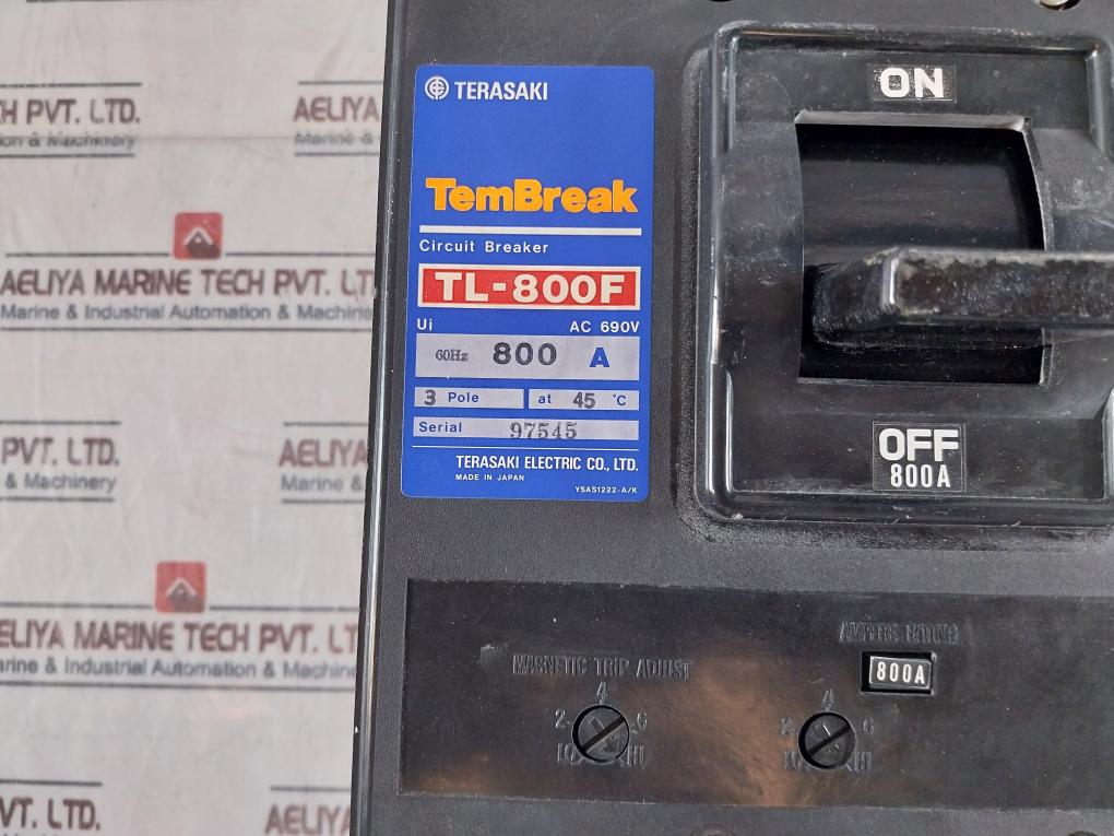 Terasaki Electric Tembreak Tl-800F Circuit Breaker 800A 3 Pole Ac 690V 60Hz