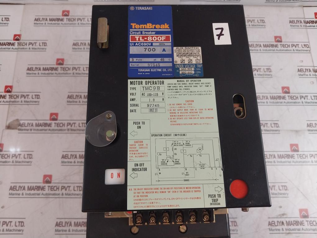 Terasaki Electric TL-800F Circuit Breaker With Motor Operator TMC9B 700A