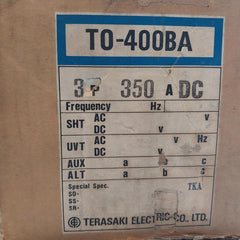 Terasaki Electric To-400Ba 350A No-fuse Circuit Breaker