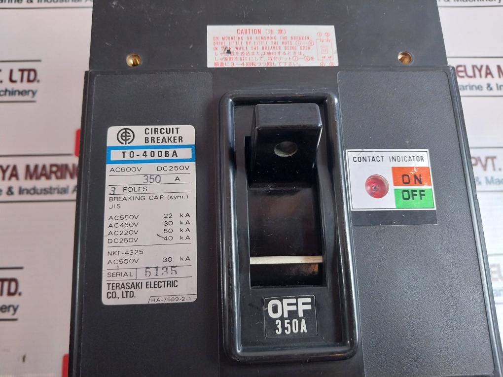 Terasaki Electric To-400Ba 350A No-fuse Circuit Breaker