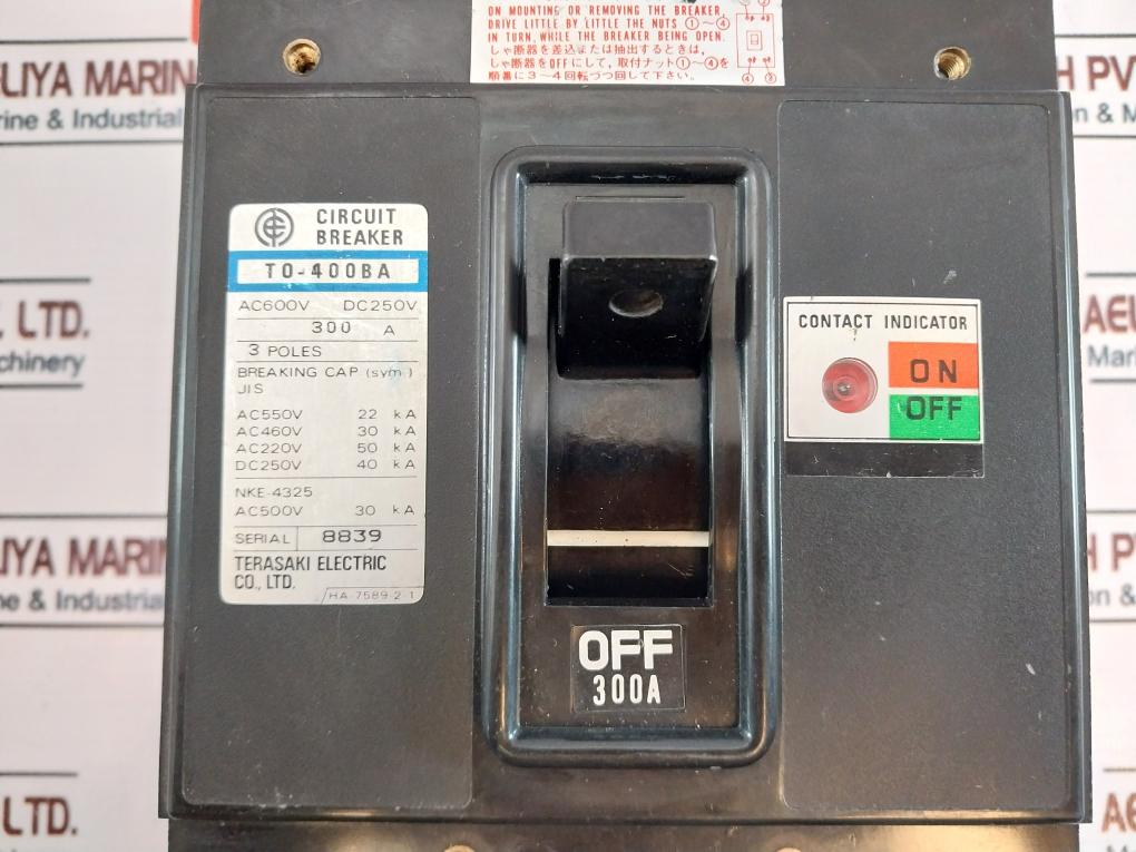 Terasaki Electric To-400Ba Circuit Breaker 3 Pole 300A