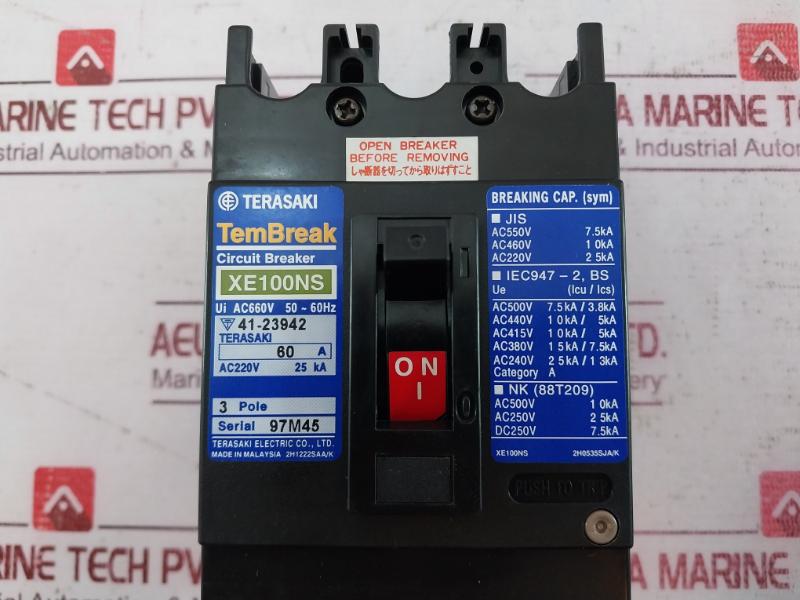 Terasaki Electric Xe100Ns 3 Pole Circuit Breaker Ac660V 60A 2H0535Sja/K 25Ka