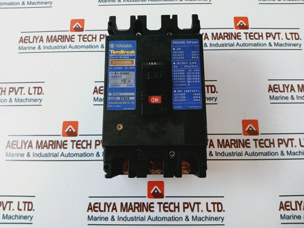 Terasaki Electric XH100NS 15A Circuit Breaker Ac690V 50~60Hz 41-20960