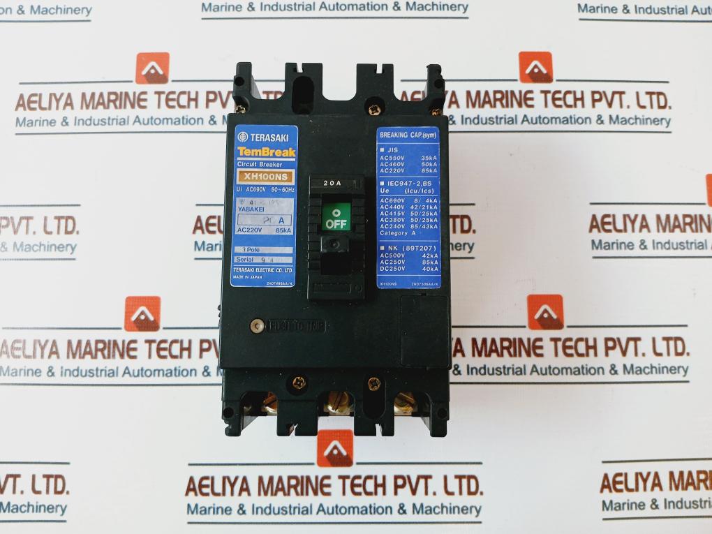 Terasaki Electric XH100NS 20A Circuit Breaker AC690V 50~60Hz