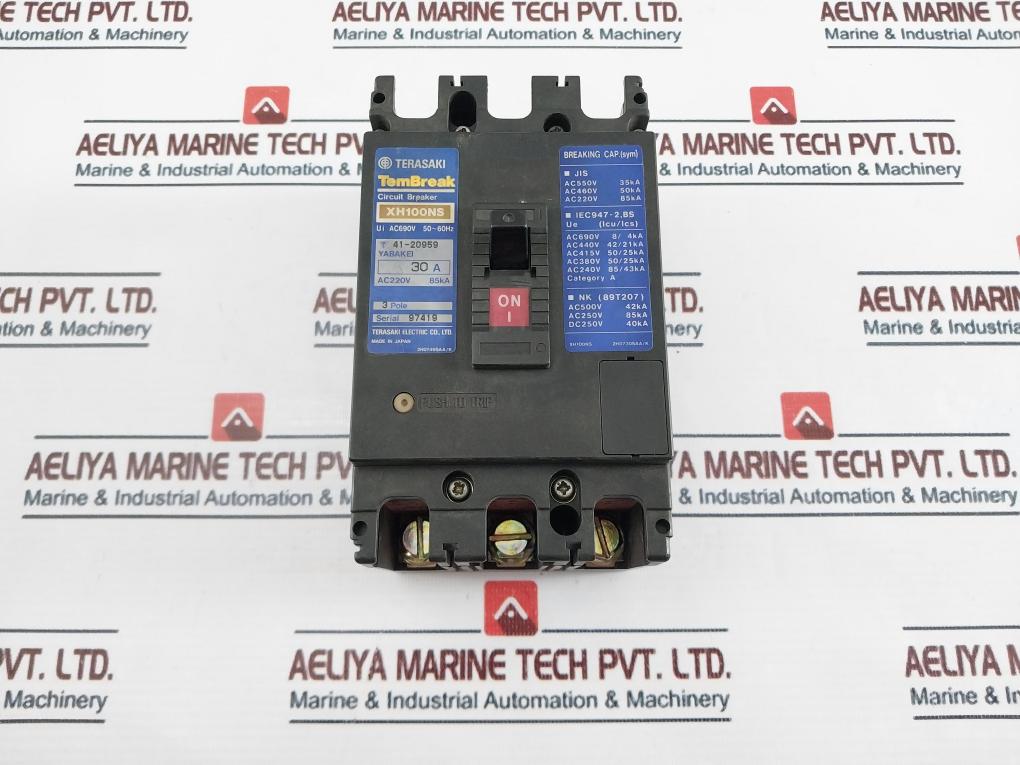 Terasaki Electric XH100NS 3 Pole 30A Circuit Breaker AC690V 50~60Hz