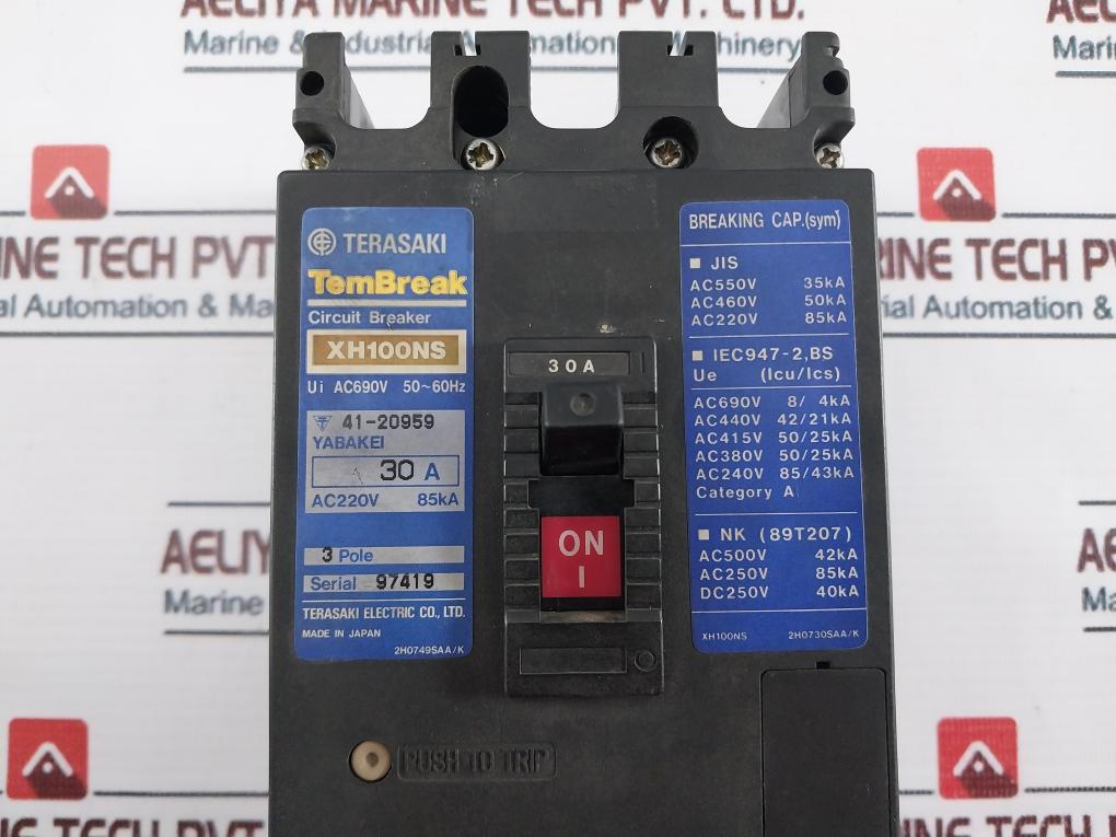 Terasaki Electric XH100NS 3 Pole 30A Circuit Breaker AC690V 50~60Hz