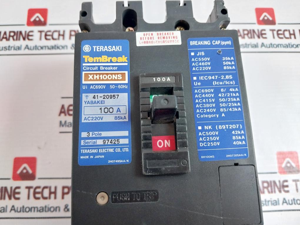 Terasaki Electric XH100NS 3 Pole Circuit Breaker 100A AC690V 50-60HZ