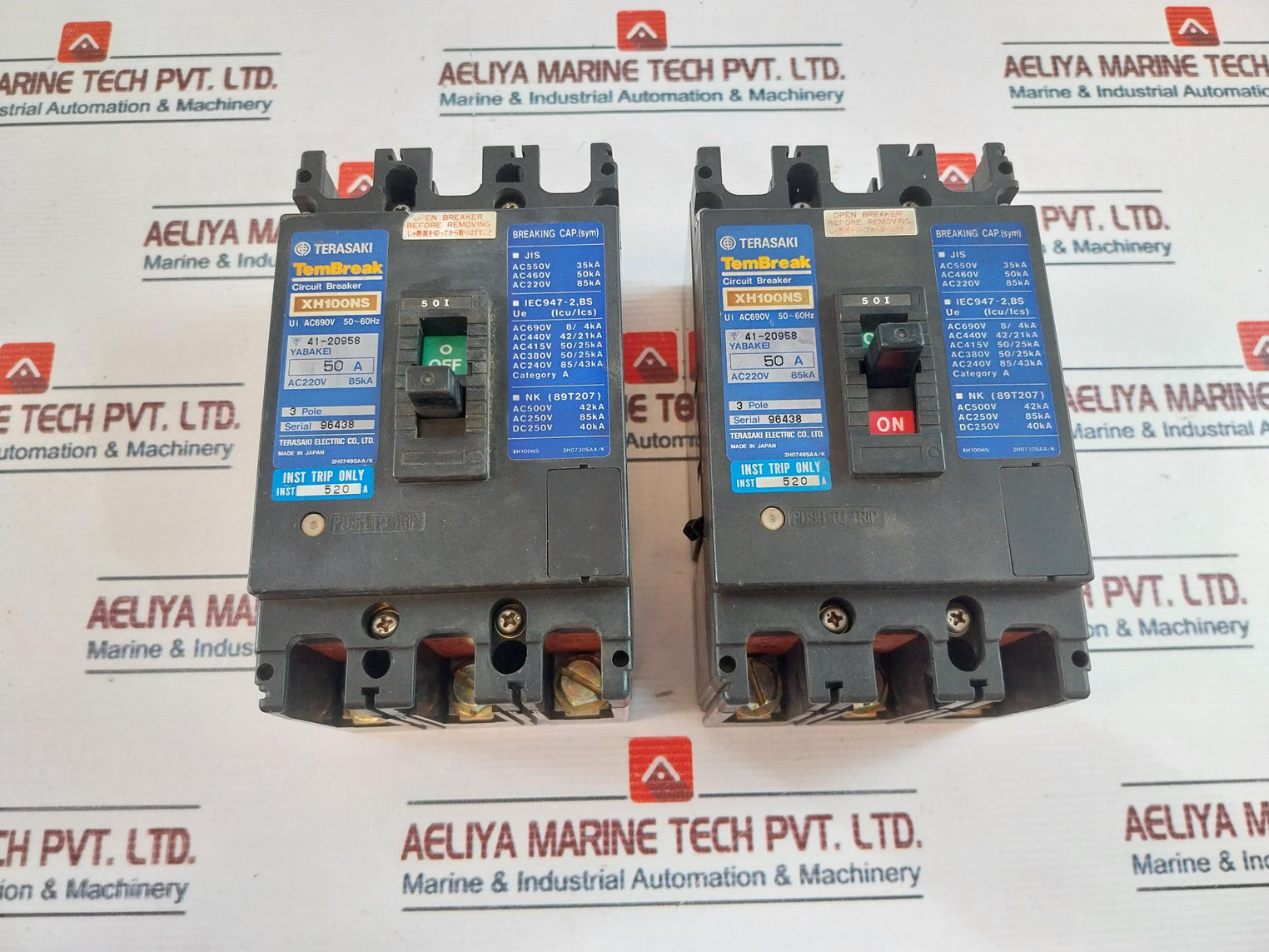Terasaki Electric XH100NS 50A Circuit Breaker AC220V 85KA