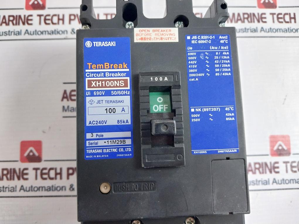 Terasaki Electric Xh100ns Circuit Breaker 100a 690v 50/60hz