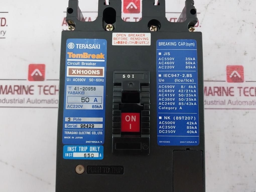 Terasaki Electric Xh100Ns 3 Pole Circuit Breaker Tembreak Ac690V