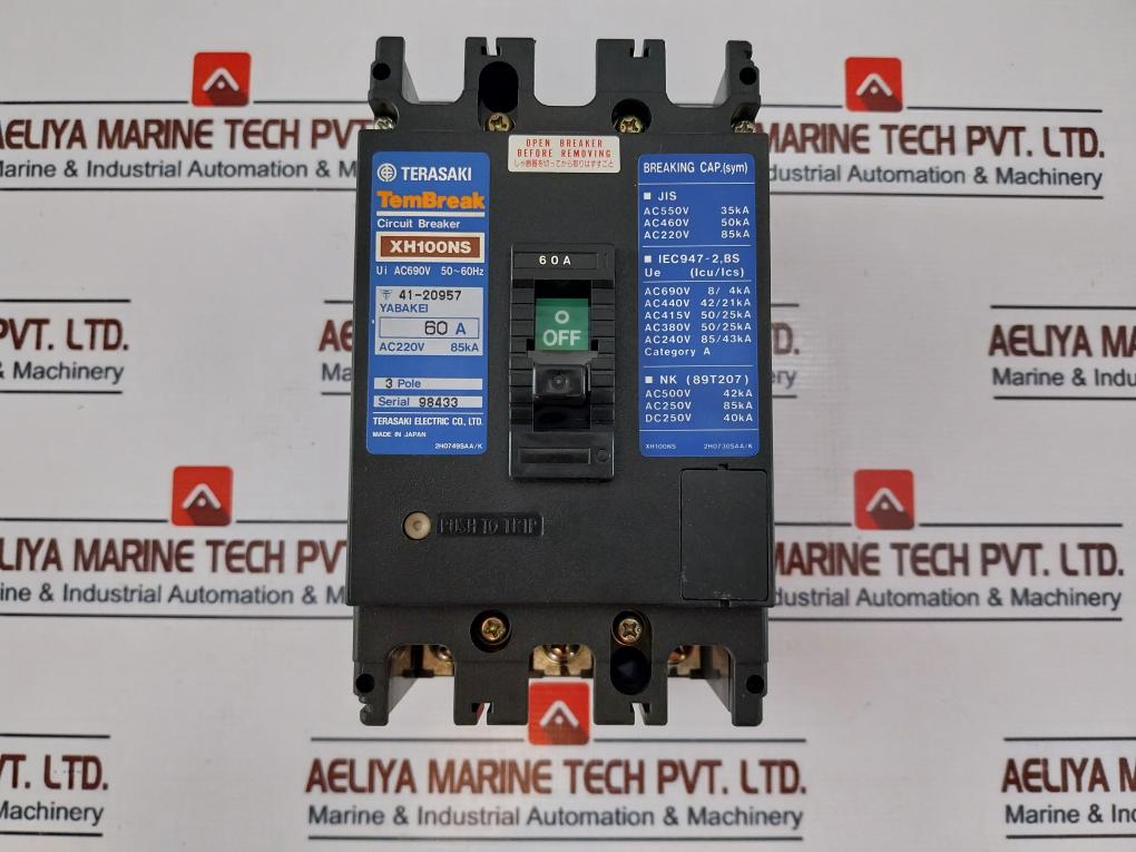 Terasaki Electric XH100NS Molded Case Circuit Breaker 60A 41-20957