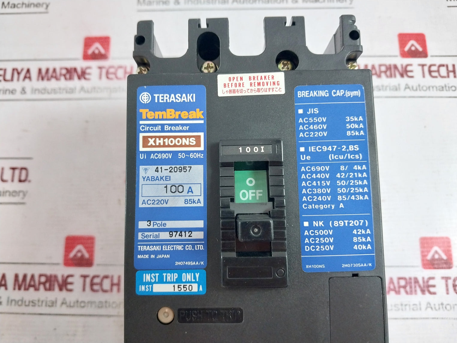 Terasaki Electric Xh100Ns Tembreak Circuit Breaker 100A 85Ka