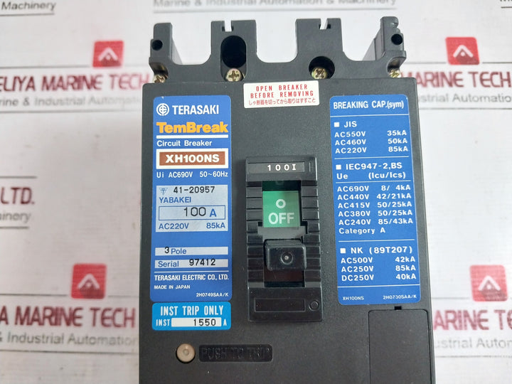 Terasaki Electric Xh100Ns Tembreak Circuit Breaker 100A 85Ka
