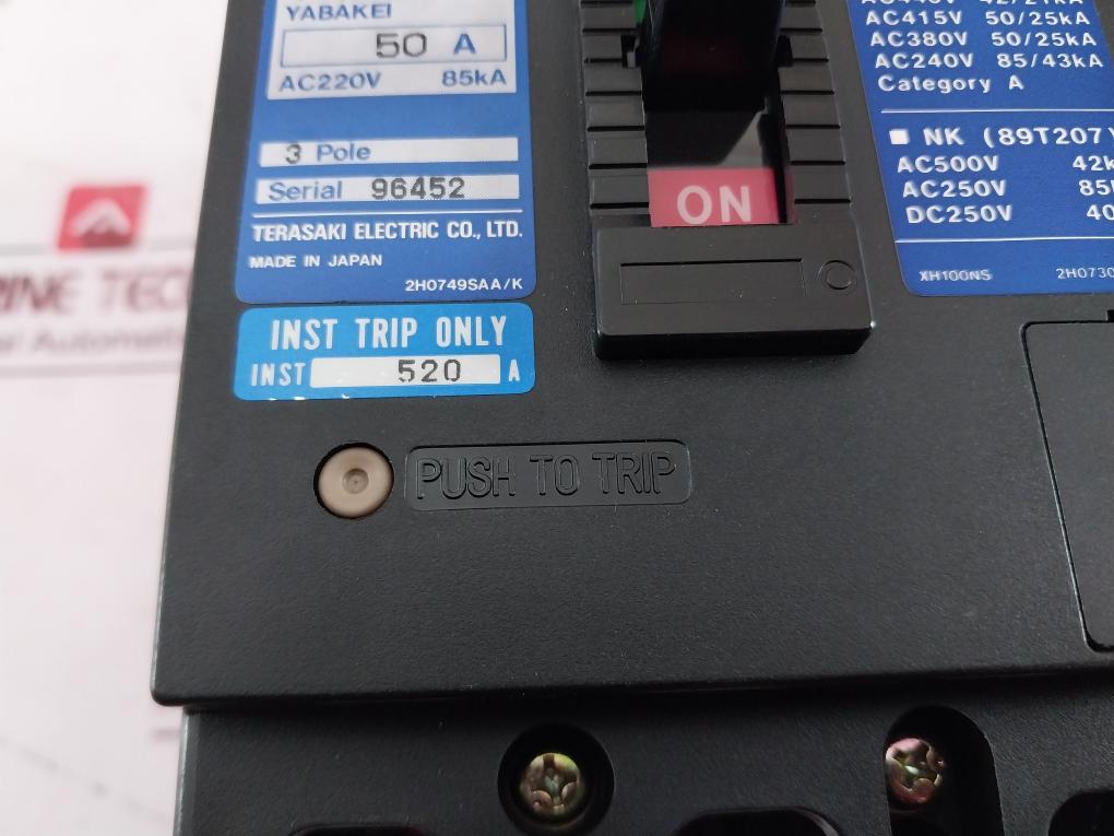 Terasaki Electric Xh100Ns Tembreak Circuit Breaker 50A 3 Pole 85Ka Ac690V 220V