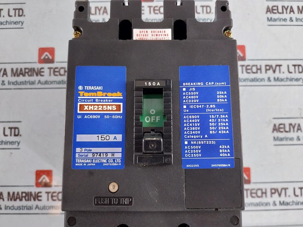 Terasaki Electric Xh225Ns Circuit Breaker 3 Pole 150A Ac690V 50~60Hz