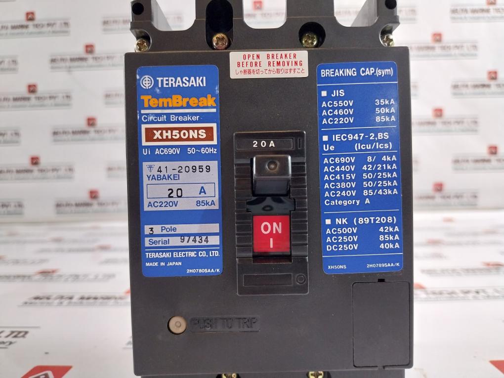 Terasaki Electric Xh50Ns Circuit Breaker 3-pole 20A Ac690V 50~60Hz