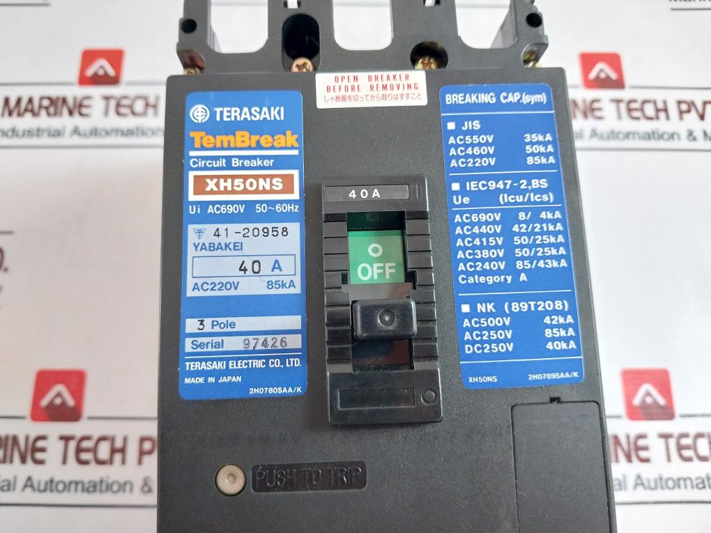 Terasaki Electric Xh50Ns Circuit Breaker 40A 3 Pole 50/60Hz