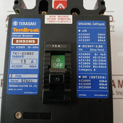 Terasaki Electric Xh50Ns Tembreak 3 Pole Circuit Breaker 15A Ac690V 50~60Hz