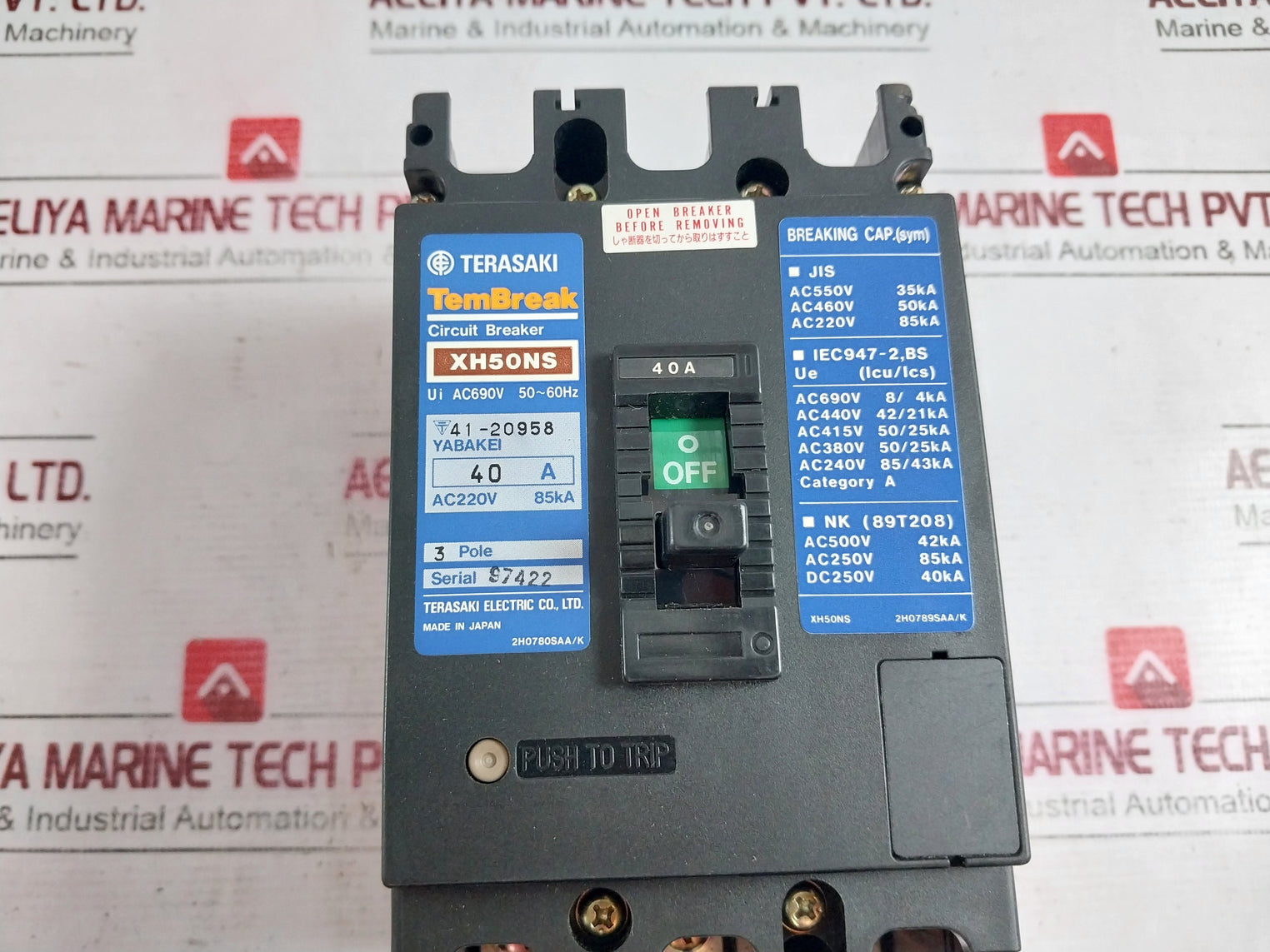 Terasaki Electric Xh50Ns Tembreak 3 Pole Circuit Breaker 40A