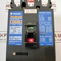 Terasaki Electric Xh50Ns Tembreak Circuit Breaker 3 Pole 20A Ac690V 50~60Hz