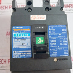 Terasaki Electric Xs100Nb 3 Pole Circuit Breaker Ui Ac690V Ac220V 50Ka 20A