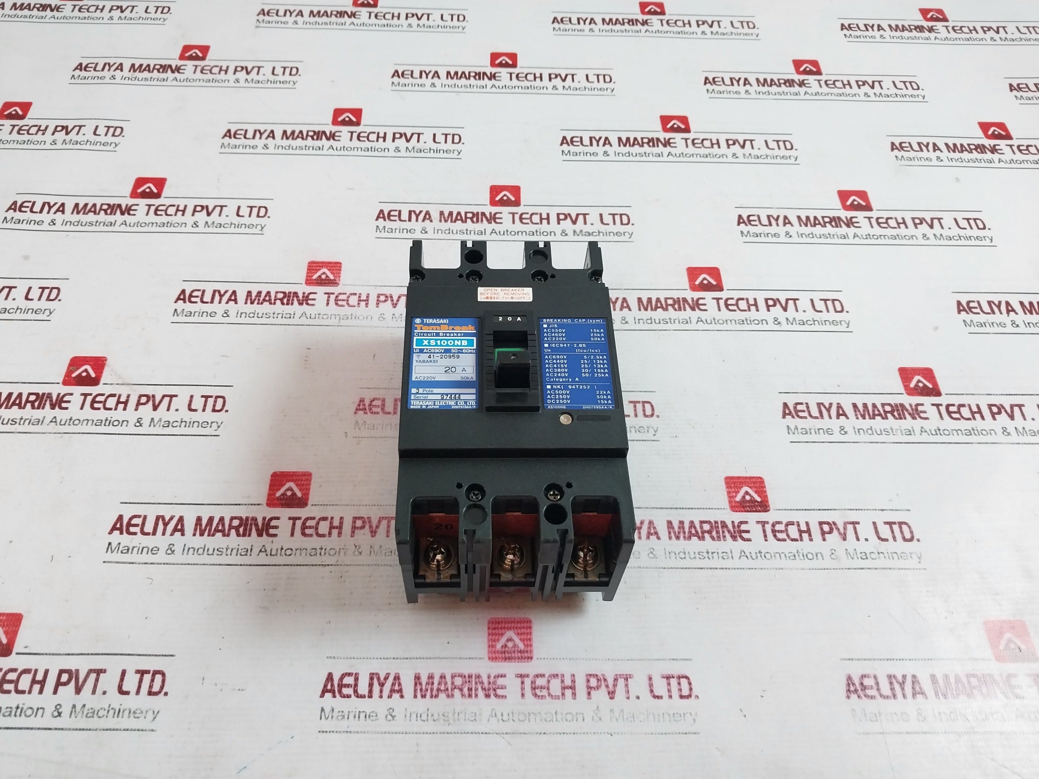 Terasaki Electric Xs100Nb 3 Pole Circuit Breaker Ui Ac690V Ac220V 50Ka 20A