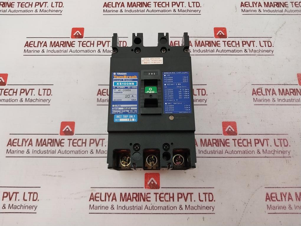 Terasaki Electric Xs100Nb 3Pole Tembreak Circuit Breaker Ac220V 50Ka 20A 50-60Hz