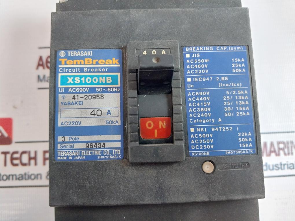 Terasaki Electric XS100NB Circuit Breaker 3 Pole 40A