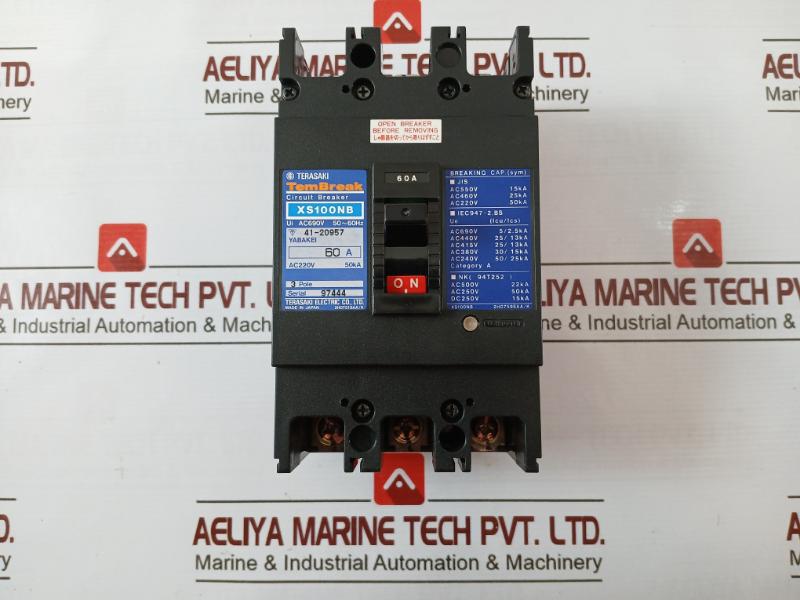 Terasaki Electric Xs100Nb Tembreak Circuit Breaker 3 Pole 60A Ac690V 50-60Hz