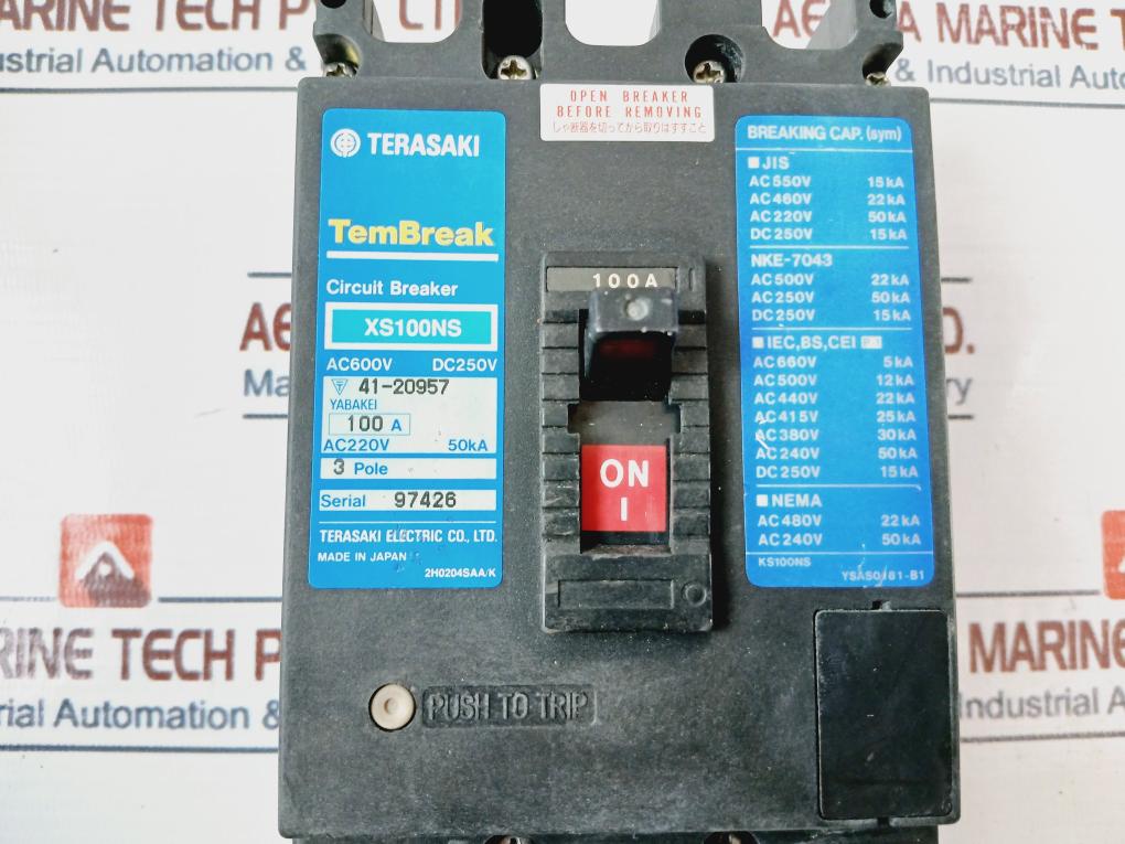 Terasaki Electric XS100NS 3 Pole Circuit Breaker 100A