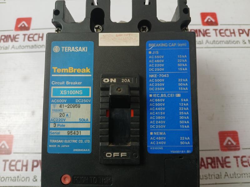 Terasaki Electric Xs100Ns Tembreak 3Pole Circuit Breaker Ac220V 50Ka Ysas0181-b1