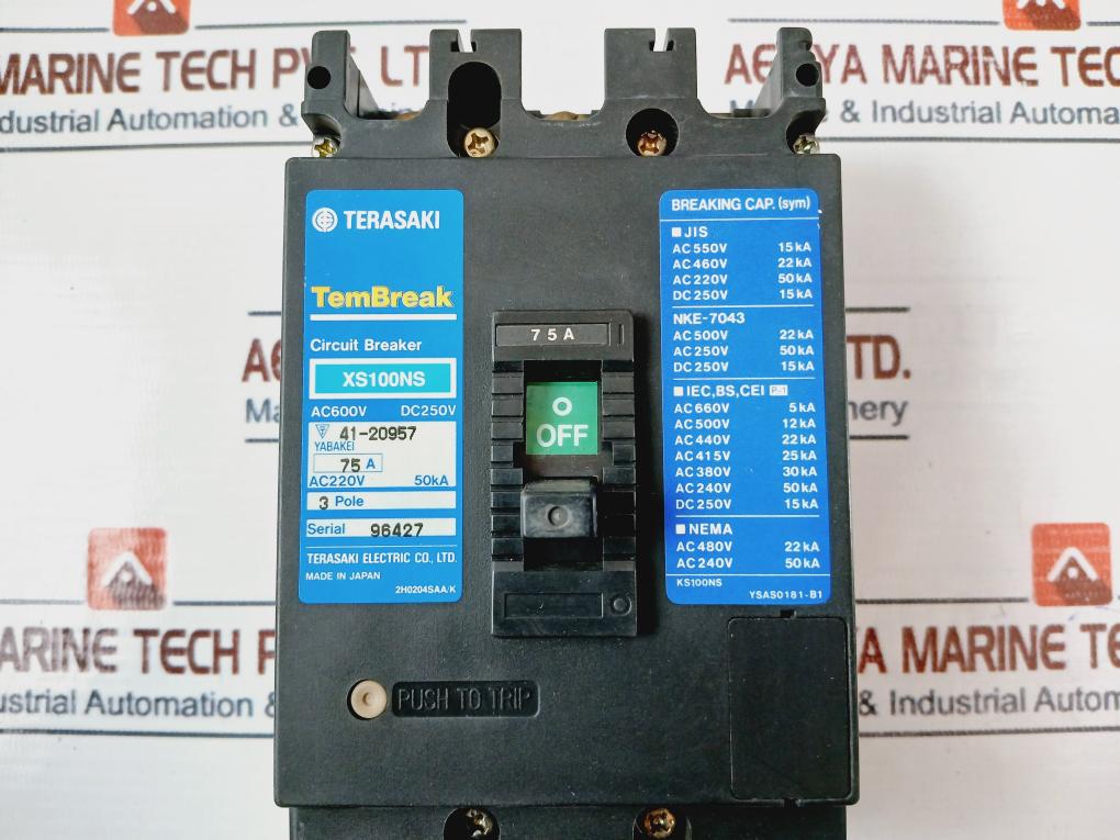 Terasaki Electric XS100NS 75A Circuit Breaker 41-20957