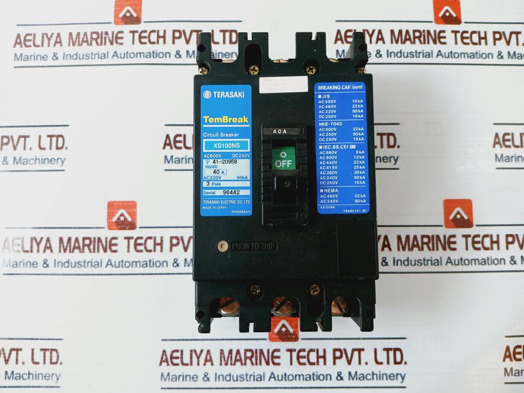 Terasaki Electric XS100NS Circuit Breaker 3 Pole 40A