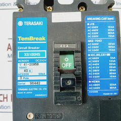 Terasaki Electric XS100NS Circuit Breaker 3 Pole 40A