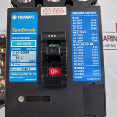 Terasaki Electric Xs100Ns Circuit Breaker 3 Pole 50A Ac600V Dc250V