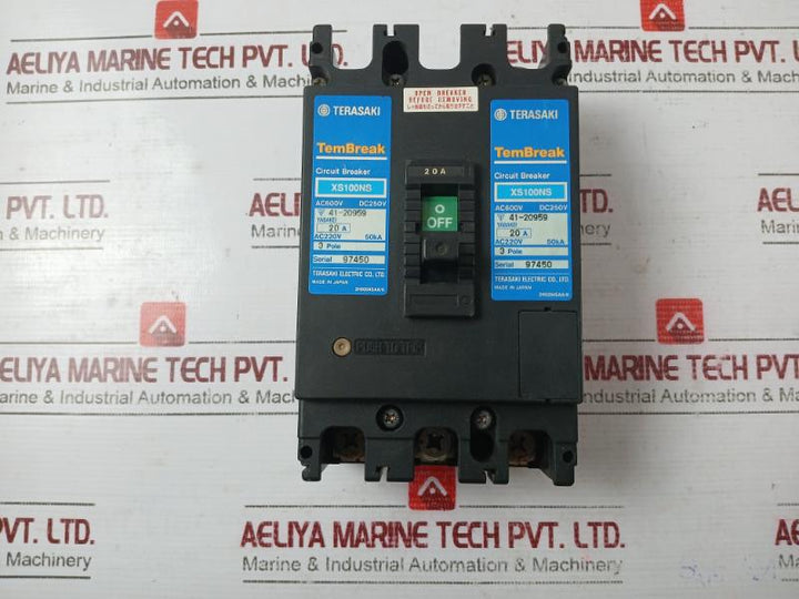Terasaki Electric Xs100Ns Circuit Breaker 3 Pole Ac 600V Dc250V 20A Ac220V 50Ka