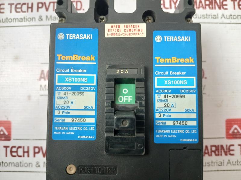 Terasaki Electric Xs100Ns Circuit Breaker 3 Pole Ac 600V Dc250V 20A Ac220V 50Ka