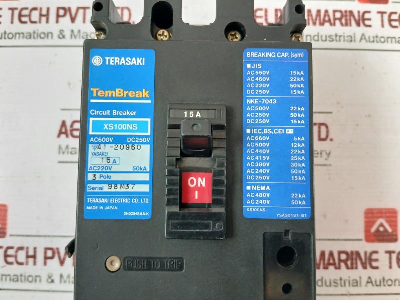 Terasaki Electric Xs100Ns Circuit Breaker Ac220V 50Ka Dc250V Ac600V